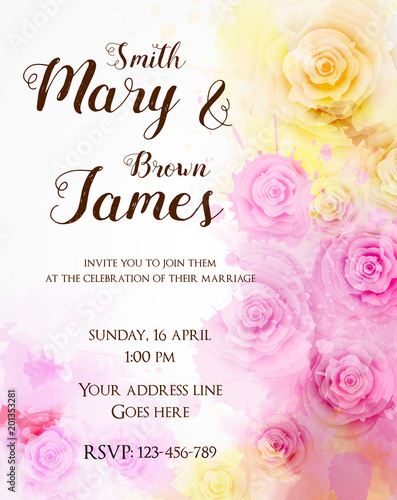 Floral invitation wedding template