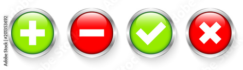 Plus, Minus & Check Marks Set Silver