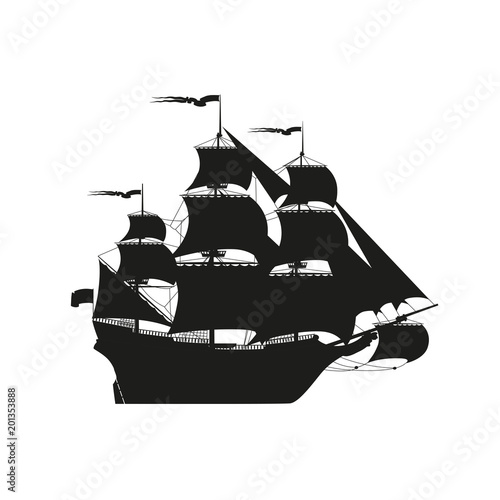 The contour of the ancient sailing ship