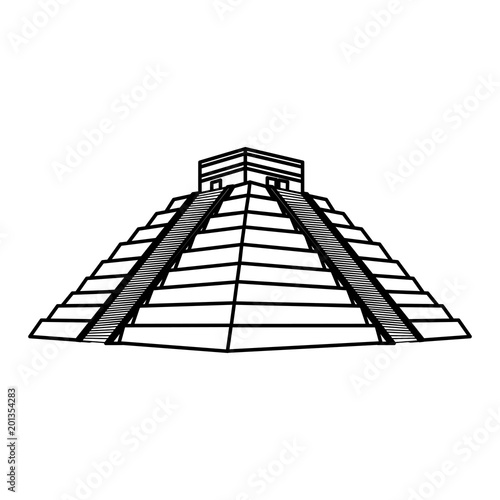 line chitchen itza pyramid aztec temple