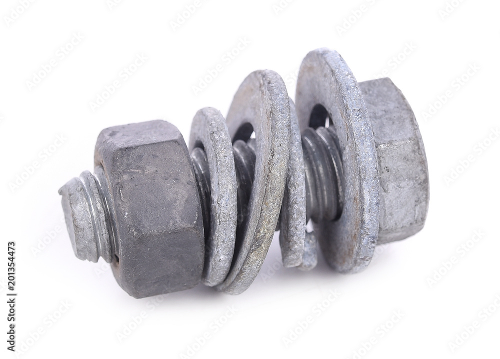 bolt and nut isolated on white background bolt and nut isolated on white background
