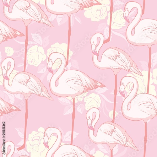 seamless flamingo pattern vector illustration
