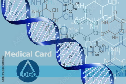 Medical card Vector. DNA abstract formula background. logo designs