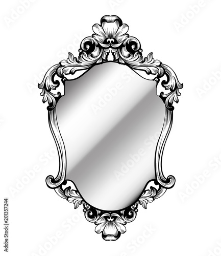Baroque frame decor Vector. Victorian detailed rich ornament illustration. Ro...