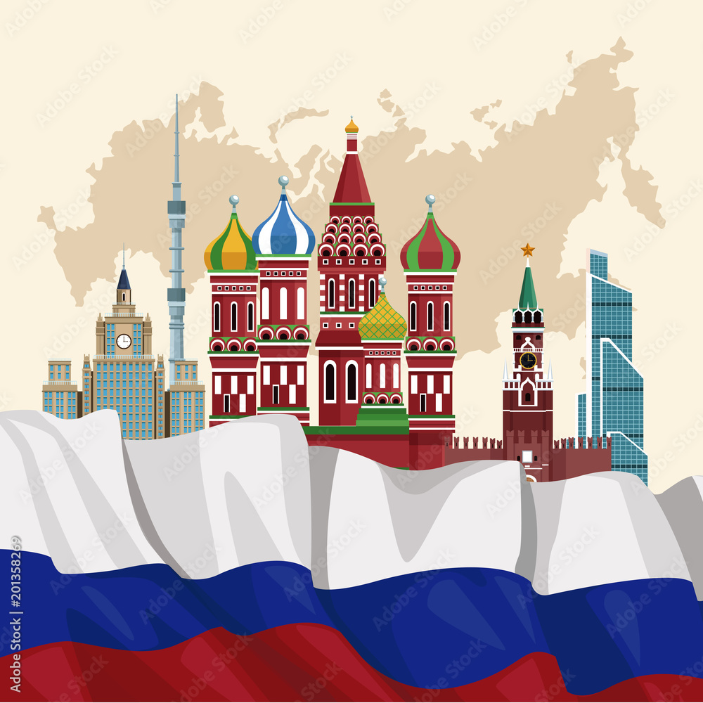 Fototapeta premium Russia travel poster vector illustration graphic design