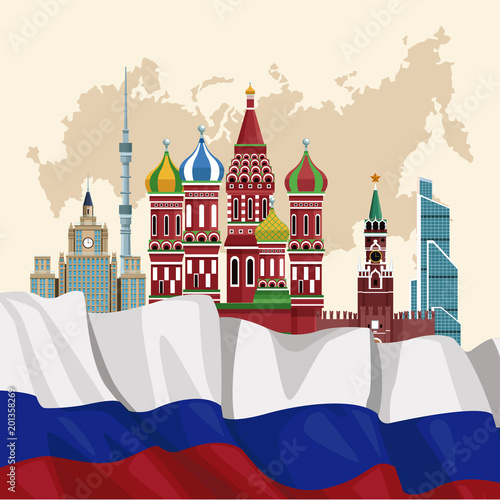 Russia travel poster vector illustration graphic design