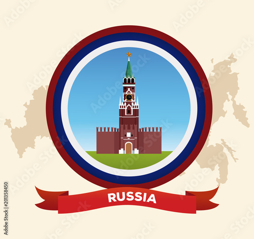 Russia building on round symbol vector illustration graphic design