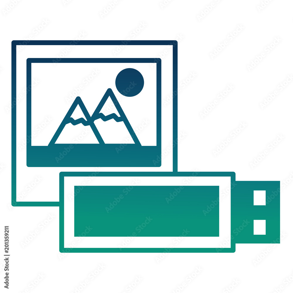 picture and usb memory backup social media vector illustration degraded color picture and usb memory backup social media vector illustration degraded color