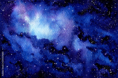 Watercolor Outer Space and Nebula