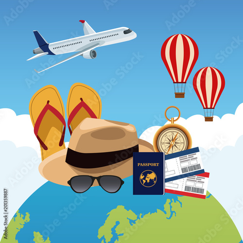 Travel around the world concept vector illustration graphic design