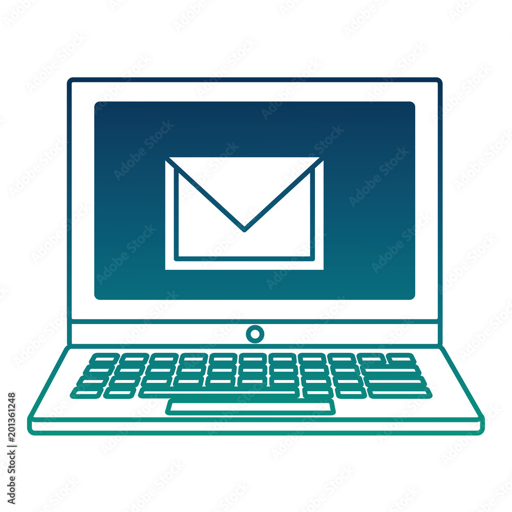 laptop email notification message social media vector illustration degraded color laptop email notification message social media vector illustration degraded color