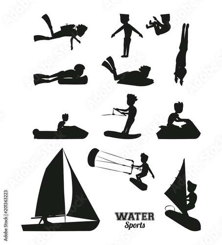 Water sports silhouette vector illustration graphic design
