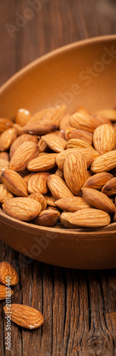 Almonds Nuts Background. Selective focus.
