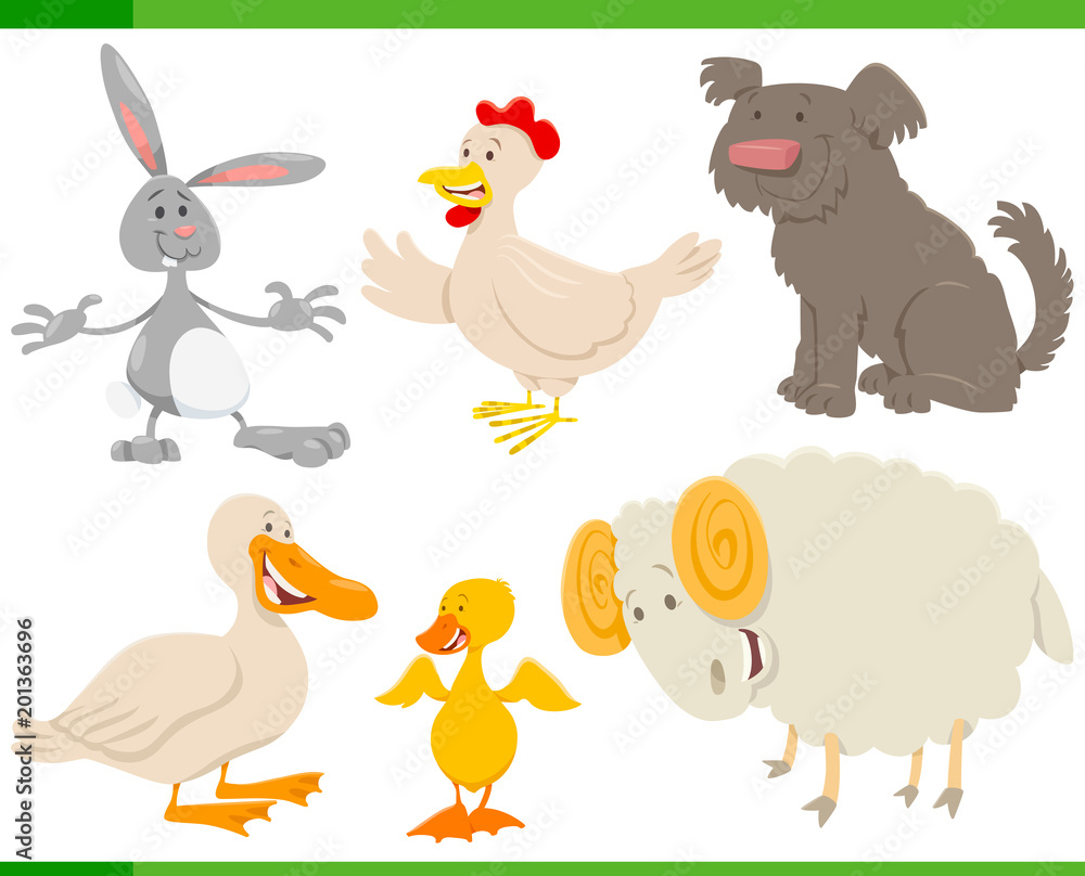 cartoon farm animal characters set cartoon farm animal characters set