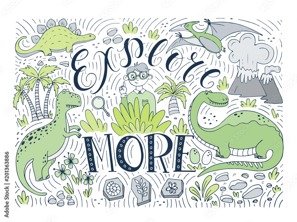 Hand lettering with dinosaurs. Hand lettering with dinosaurs.