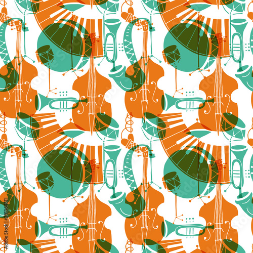 Seamless pattern with music instruments