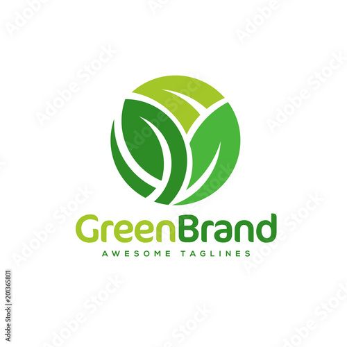 green leaf circle vector logo,Eco graphic creative template. nature health green logo vector