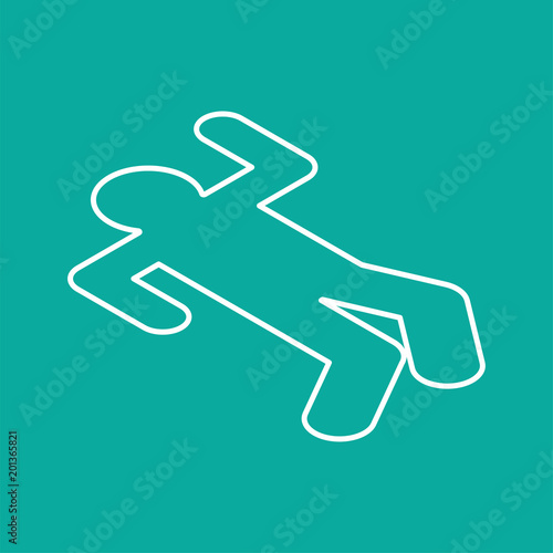 Crime scene Chalk silhouette corpse. Chalk outline of dead body. Vector illustration.