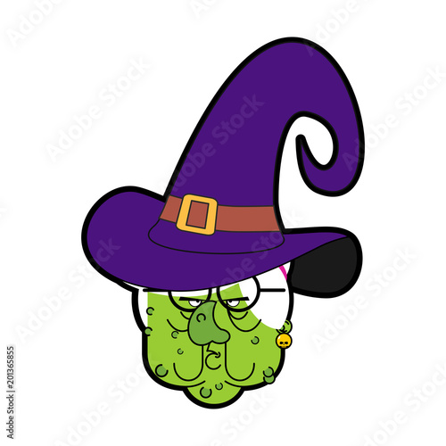 Old wicked witch. Green hag with warts