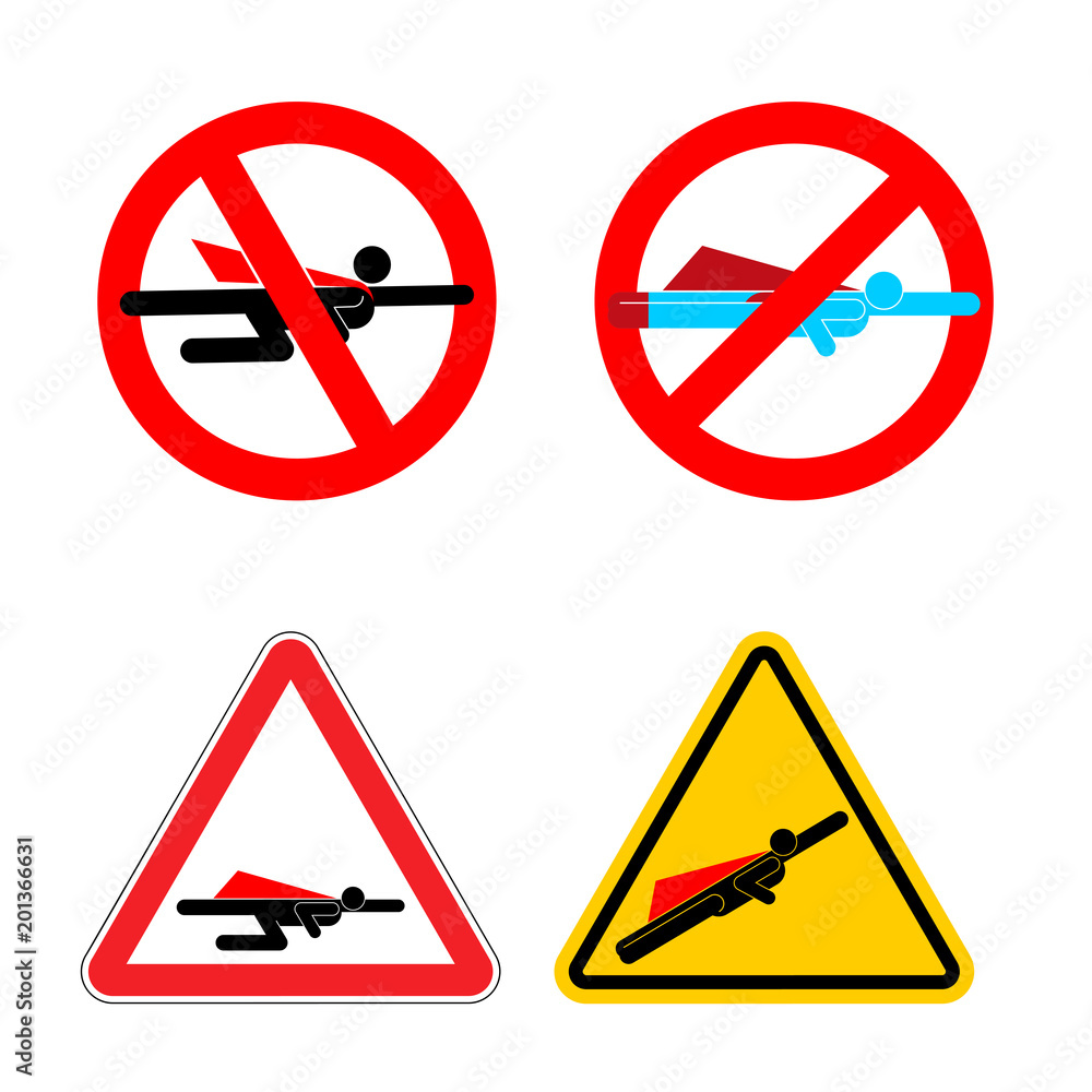 Attention super hero set. Stop and Forbidden superhero. Road sign prohibiting road symbol. Ban of superpower Attention super hero set. Stop and Forbidden superhero. Road sign prohibiting road symbol. Ban of superpower