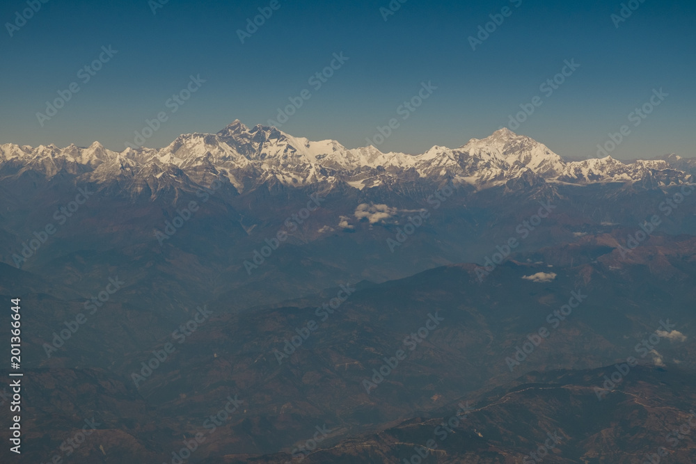 view of Himalaya mountain , Nepal from plane