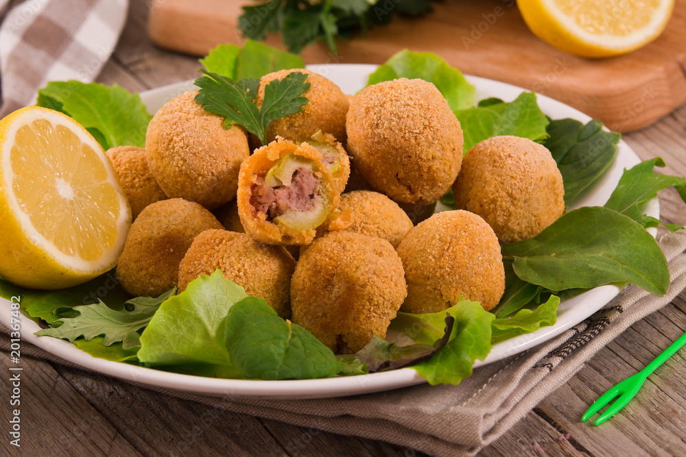 Ascoli stuffed olives. Ascoli stuffed olives.