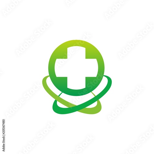 doctor, health logo design with green cross