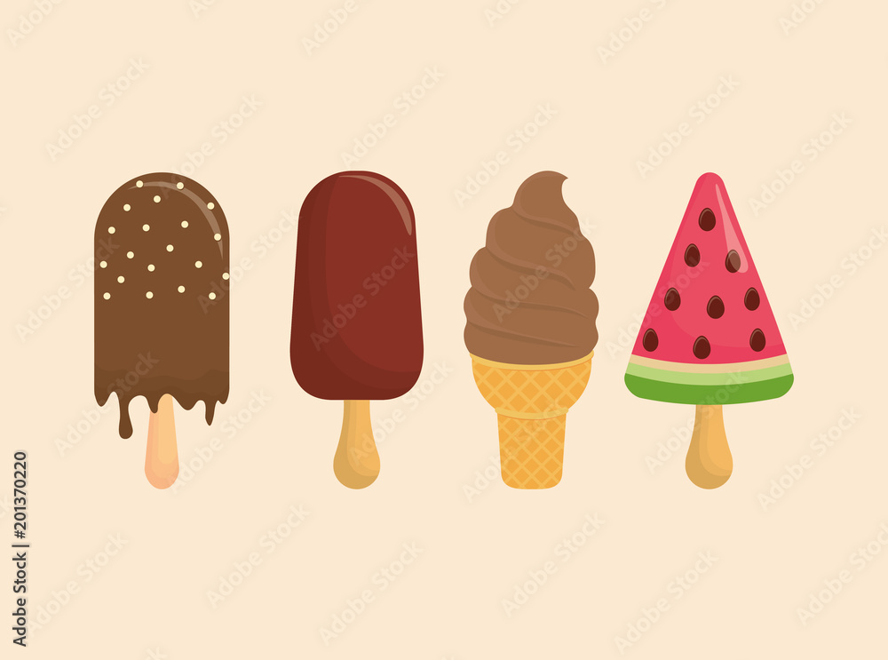 icon set of ice creams over background, colorful design. vector illustration icon set of ice creams over background, colorful design. vector illustration