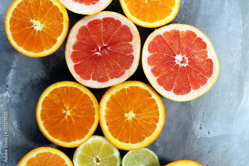 Citrus fruits with orange  lemon  grapefruit and lime