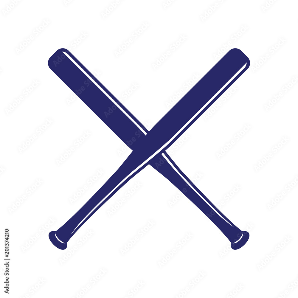 Baseball crossed bats. Criss cross bats. Flat vector illustration Baseball crossed bats. Criss cross bats. Flat vector illustration