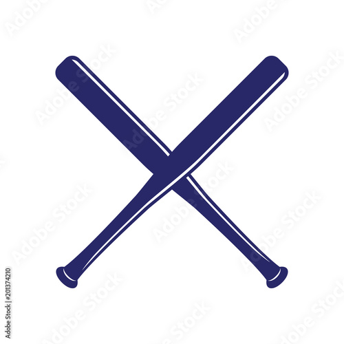 Baseball crossed bats. Criss cross bats. Flat vector illustration