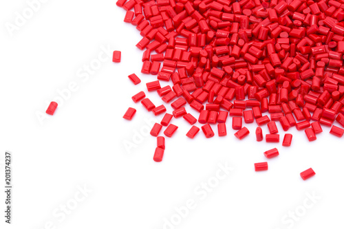 Obraz na płótnie Red plastic polymer granules.