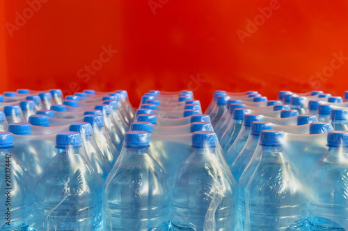 drinking water in plastic bottles Packed in cellophane