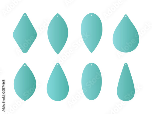 Tear drop earrings. Pendant. Laser cut template. Earrings with hole. Jewelry making. Vector
