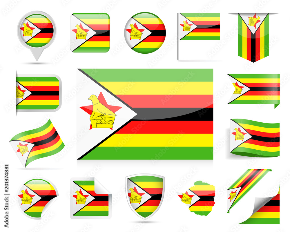 Zimbabwe Flag Vector Set Zimbabwe Flag Vector Set