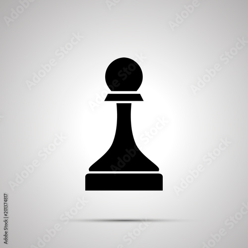 Simple black chess pawn icon with with shadow
