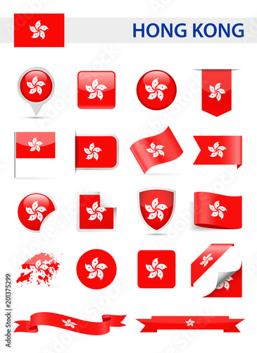 Hong Kong Flag Vector Set
