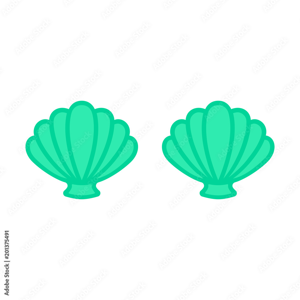 Mermaid Bra. Mermaid Top - T-shirt Design. Scallop Sea Shell. Clam. Conch  Stock Illustration - Illustration of connected, flat: 115597642