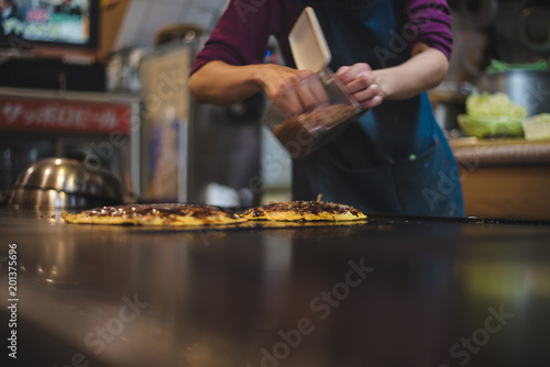 Okonomiyaki. Japanese cuisine throughout Kyoto is heart warming  home made and delicious.