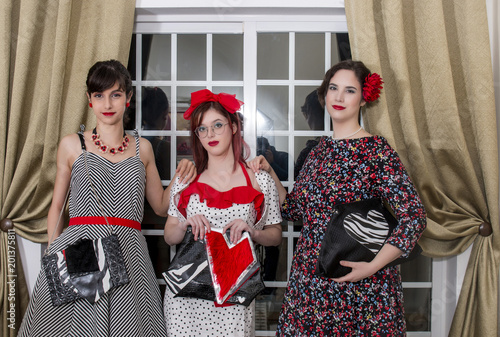 Wallpaper Mural Girls posing with vintage clothing Torontodigital.ca