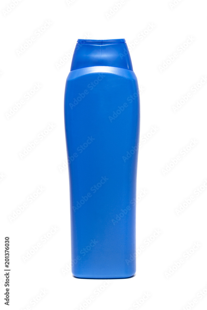 Blue plastic shampoo container Blue plastic shampoo container