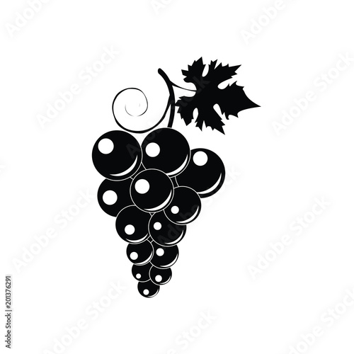 Abstract grape with leaves on white background. Red grape. Vector illustration