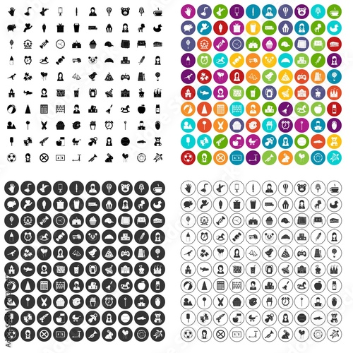 100 child center icons set vector in 4 variant for any web design isolated on white