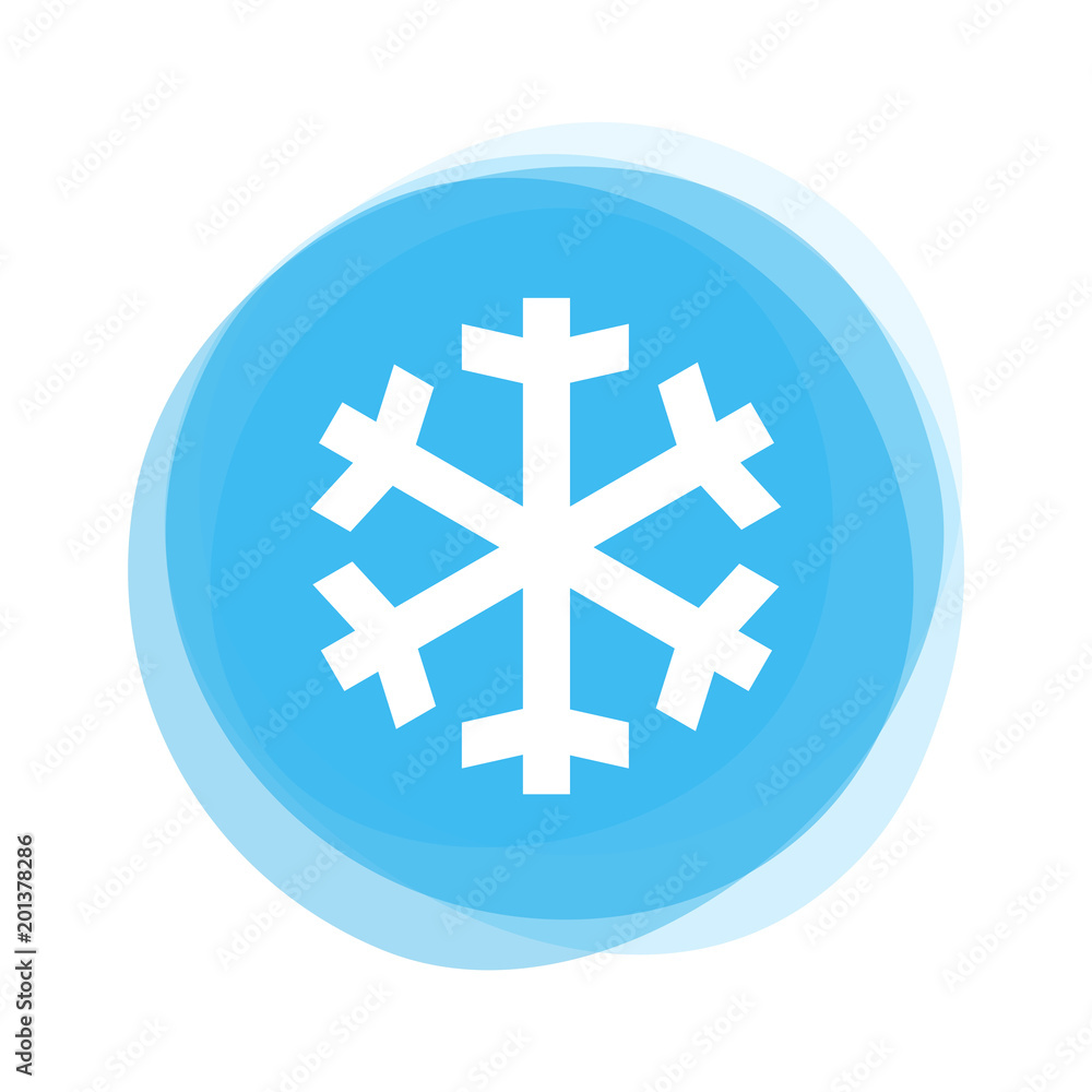 Fototapeta premium Weißes Eis oder Klimaanlage auf hellblauem Button