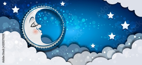 Banner Moon Sleeping In The Clouds