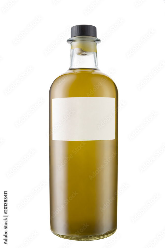 bottiglia di olio di oliva su fondo bianco con etichetta vuota Stock Photo  | Adobe Stock