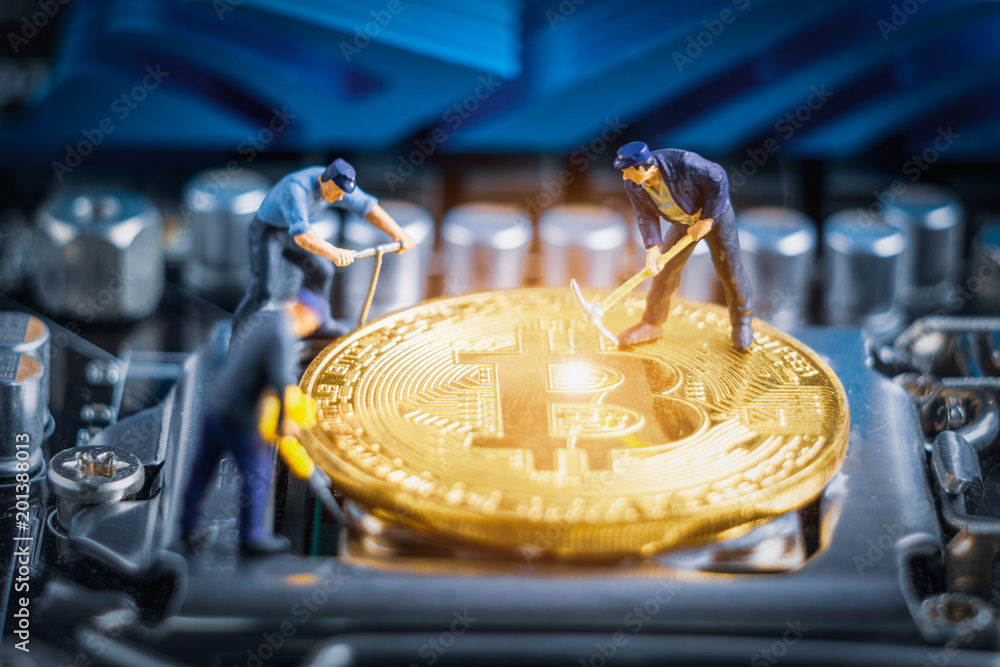 Marco shot of A little miner is digging for bitcoin, virtual cryptocurrency mining concept
Marco shot of A little miner is digging for bitcoin, virtual cryptocurrency mining concept
