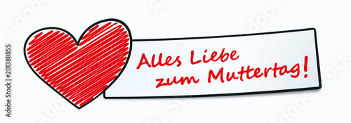 Alles Liebe Muttertag Banner Herz scribble
