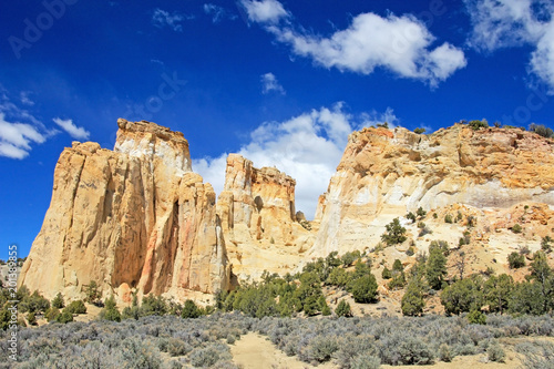 Mountain at Grosvenor Arch double arch  Cottonwood Canyon Road in Grand Staircase Escalante National Monument  Utah  United States  USA