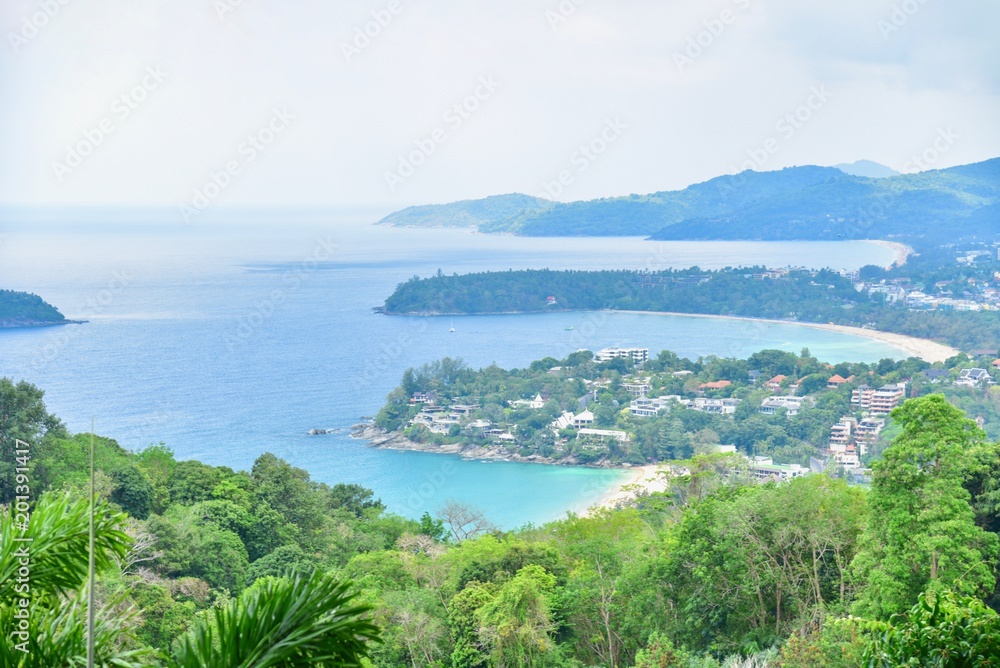 Beautiful Landscape of Three Beaches from Karon Viewpoint in Phuket